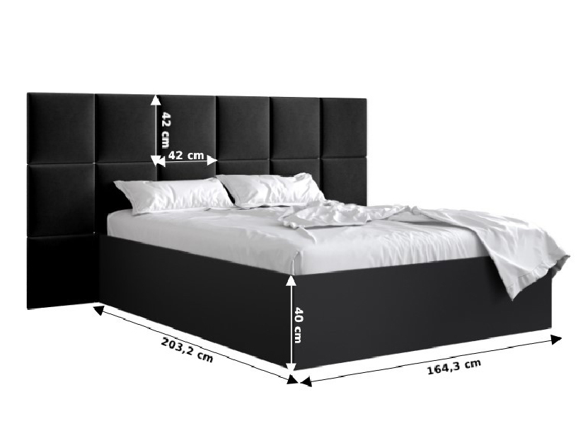 Bračni krevet s tapeciranim uzglavljem 160 cm Brittany 4 (bijela mat + crna) (s podnicom)