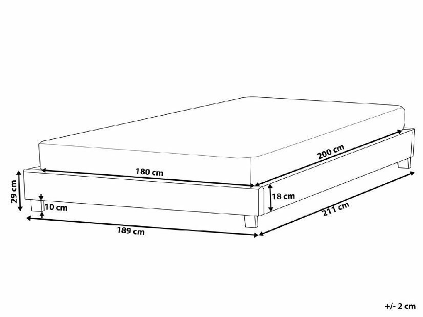 Bračni krevet 180 cm ROXENNE (s podnicom) (siva)