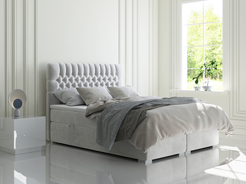 Bračni krevet Boxspring 180 cm Daliny (svijetlo siva) (s prostorom za odlaganje)