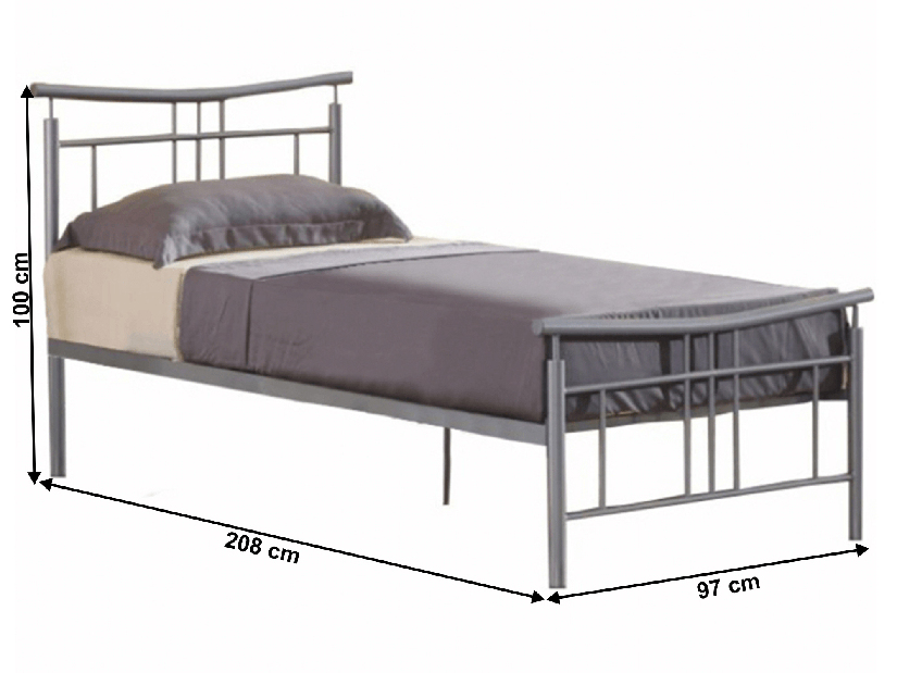 Jednostruki krevet 90 cm Daija 90 (srebrna mat)