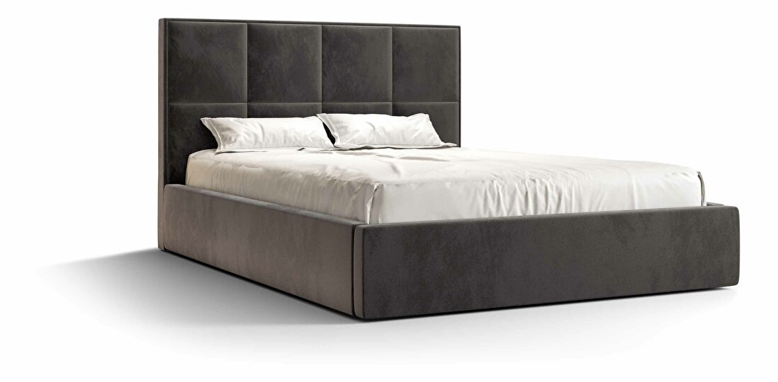 Bračni krevet 140 cm Gino (tamnosiva) (s podnicom i prostorom za odlaganje)