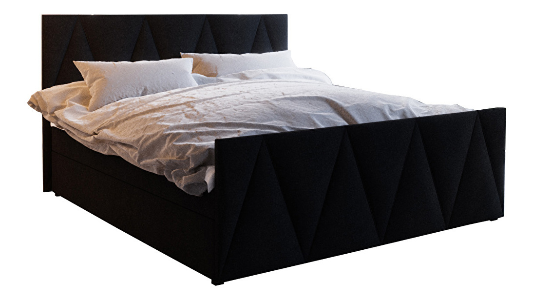 Bračni krevet Boxspring 180 cm Milagros 3 (crna) (s madracem i prostorom za odlaganje)