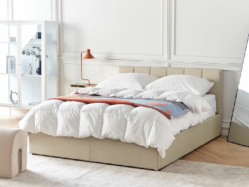 Bračni krevet 140 cm Dabria (bež) (s podnicom) (s prostorom za odlaganje)