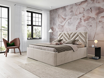 Bračni krevet 180 cm Mallorca (bež) (s podnicom i prostorom za odlaganje)