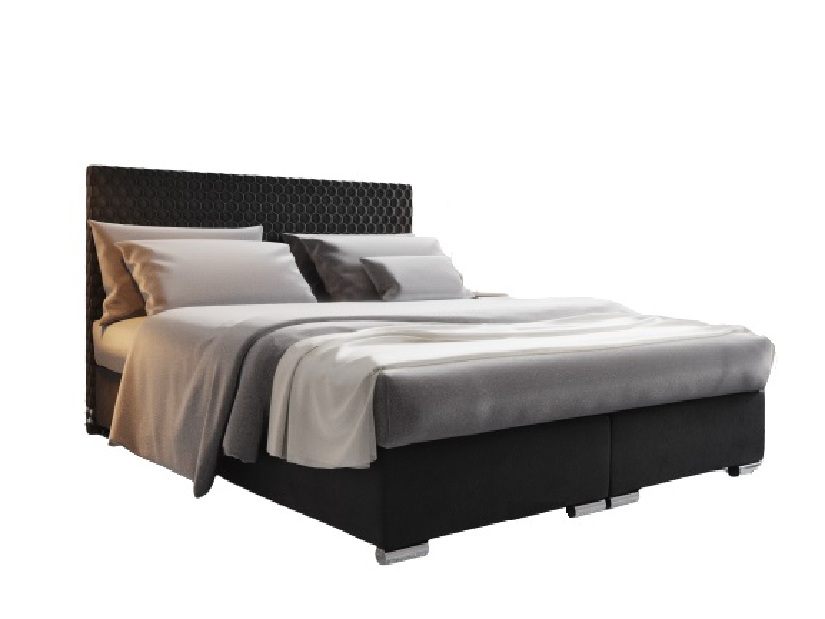 Bračni krevet 140 cm Harlan (crna) (s podnicom, madracem i prostorom za odlaganje)