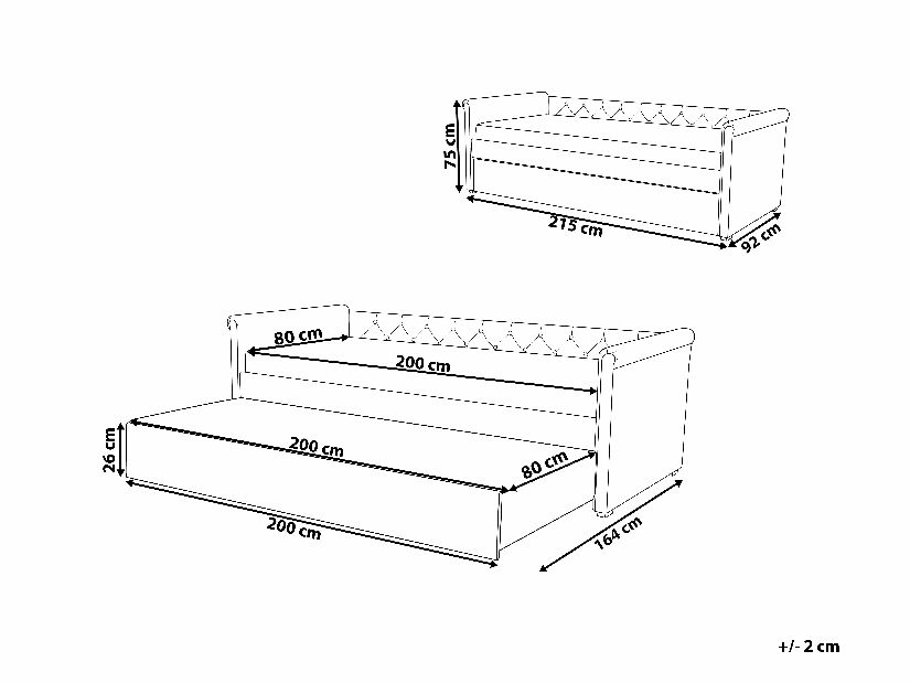 Krevet na razvlačenje 80 cm LISABON (s podnicom) (bež) *rasprodaja