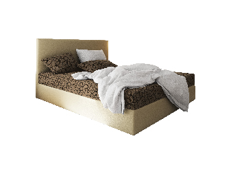 Bračni krevet  Boxspring 140 cm Lilac (uzorak + bež) (s madracem i prostorom za odlaganje)