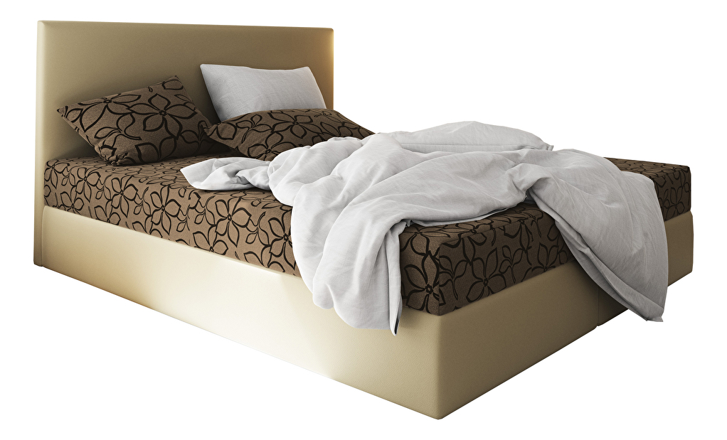 Bračni krevet Boxspring 140 cm Lilac Comfort (uzorak + bež) (s madracem i prostorom za odlaganje)