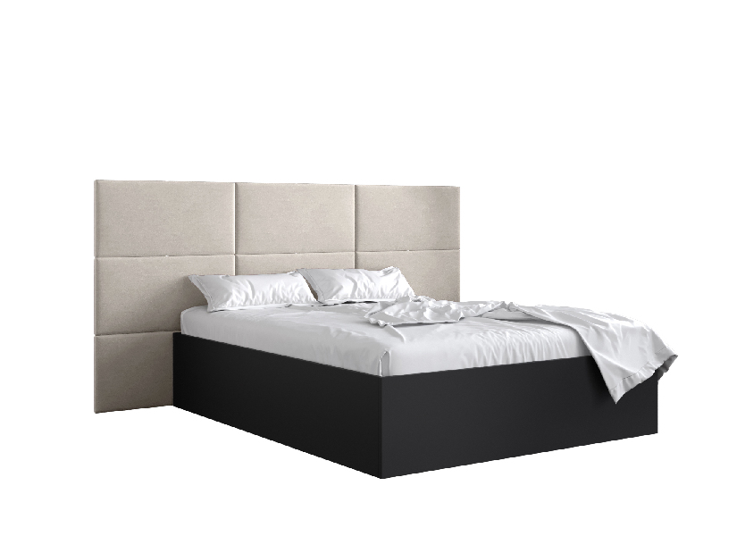 Bračni krevet s tapeciranim uzglavljem 160 cm Brittany 2 (crna mat + krem) (s podnicom)
