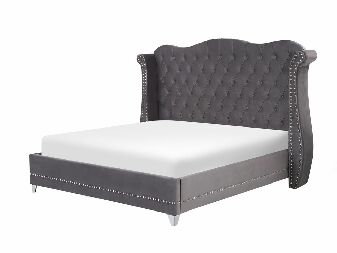Bračni krevet 160 cm ATREY (poliester) (siva) (s podnicom)