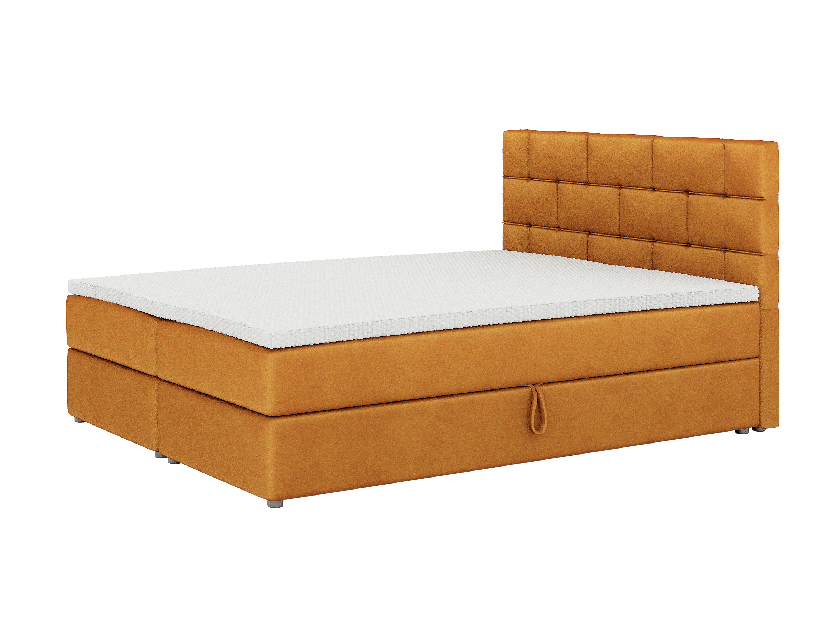 Bračni krevet Boxspring 160x200 cm Waller (boja senfa) (s podnicom a madracem)
