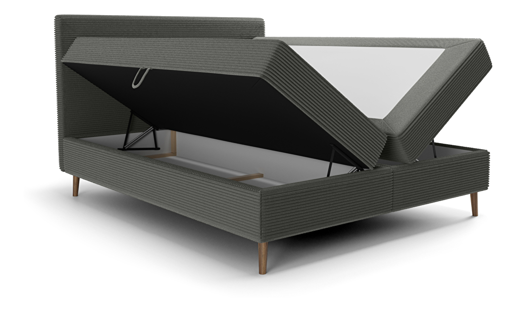 Bračni krevet 160 cm Napoli Bonell (tamnozelena) (s podnicom, s prostorom za odlaganje)