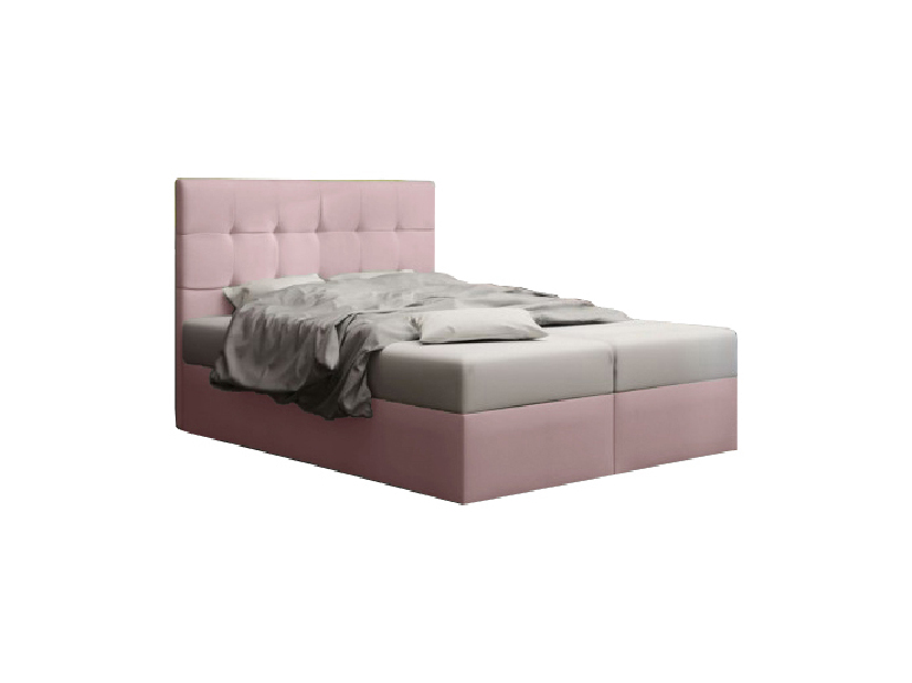 Bračni krevet Boxspring 140 cm Duel 2 (ružičasta) (s madracem i prostorom za odlaganje)