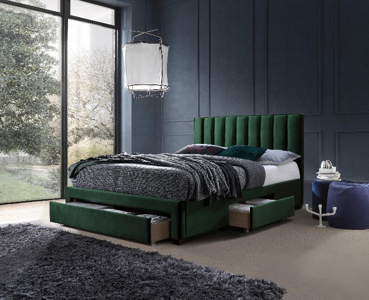Bračni krevet 160 cm Grace 160 (tamno zelena) (s podnicom i prostorom za odlaganje)