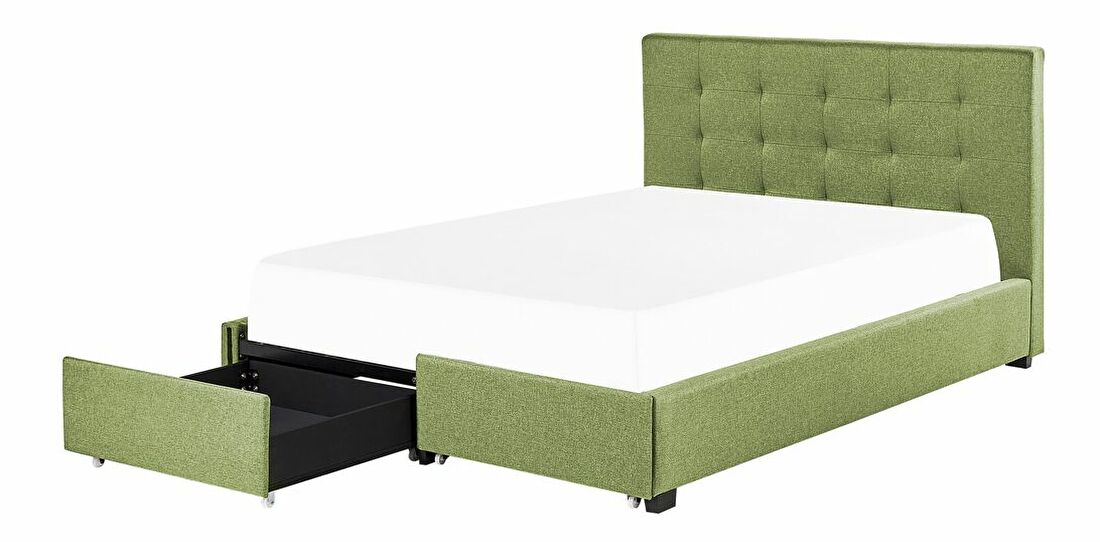 Bračni krevet 160 cm Rhiannon (zelena) (s podnicom i prostorom za odlaganje)