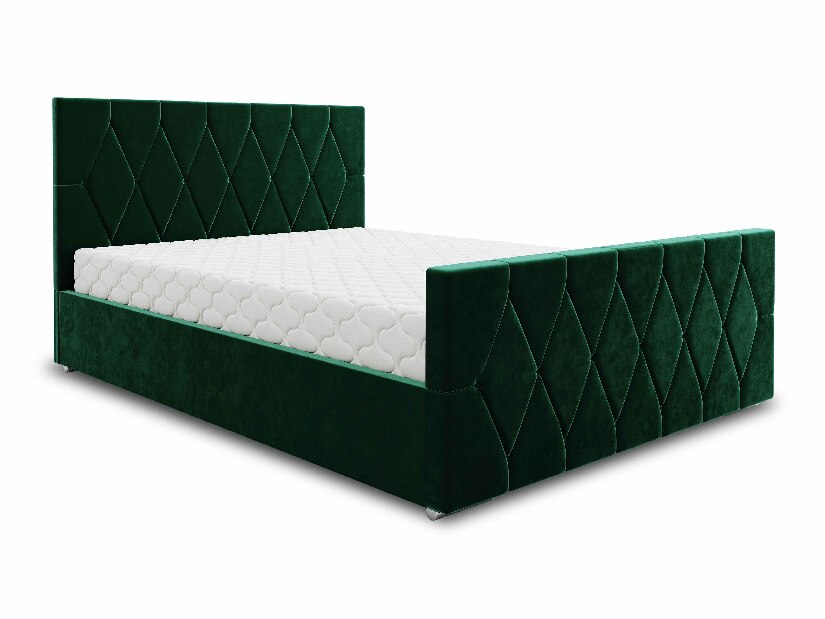 Bračni krevet 160 cm Alex (tamnozelena) (s podnicom i prostorom za odlaganje)