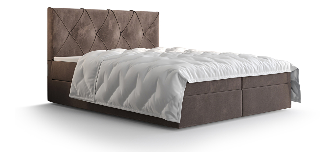 Bračni krevet Boxspring 140 cm Athena (smeđa) (s madracem i prostorom za odlaganje)