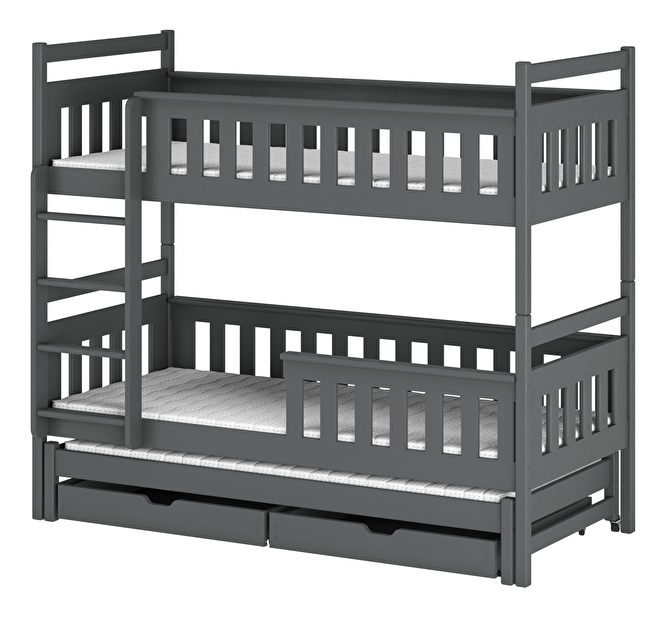 Dječji krevet 80 x 180 cm KARLA (s podnicom i prostorom za odlaganje) (grafit)