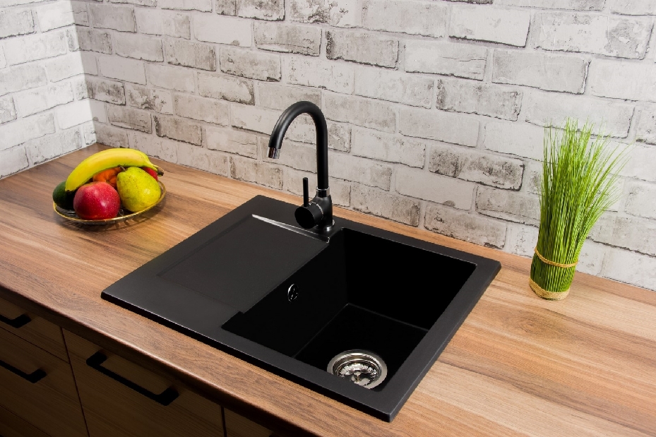 Kuhinjski sudoper Dalgam (crna) (s 1 otvorom za bateriju) (L)