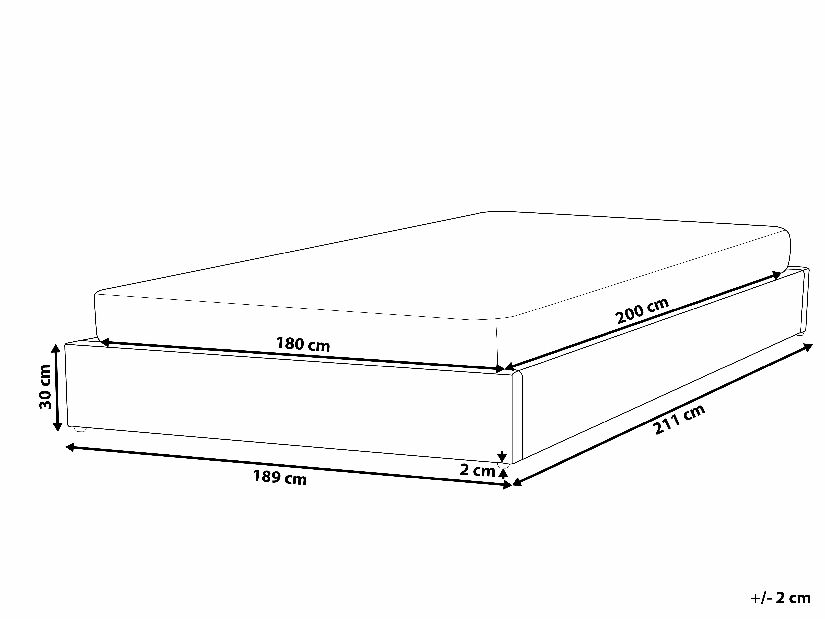 Bračni krevet 180 cm DIJON (S podnicom i prostorom za odlaganje) (siva) 
