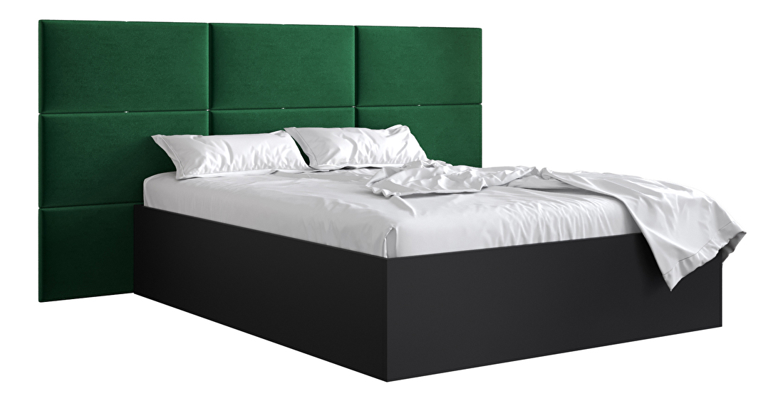 Bračni krevet s tapeciranim uzglavljem 160 cm Brittany 2 (crna mat + zelena) (s podnicom)
