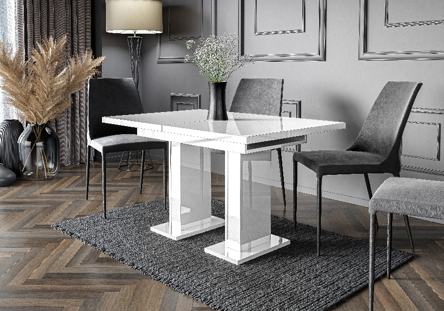 Blagovaonski stol Gilnar (bijeli sjaj) (za 4 do 6 osoba)