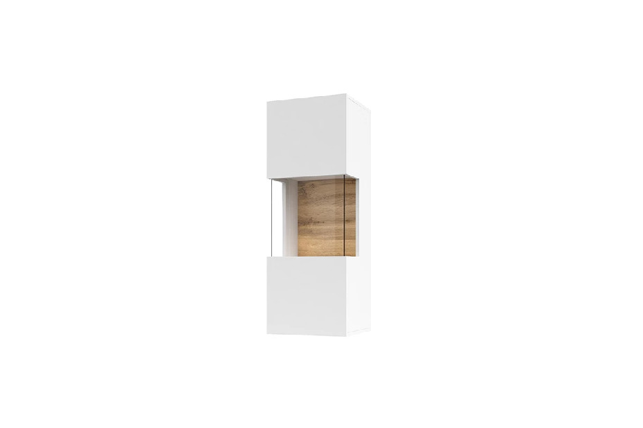 Zidna vitrina Avernic tip 07 (bijela + hrast wotan)