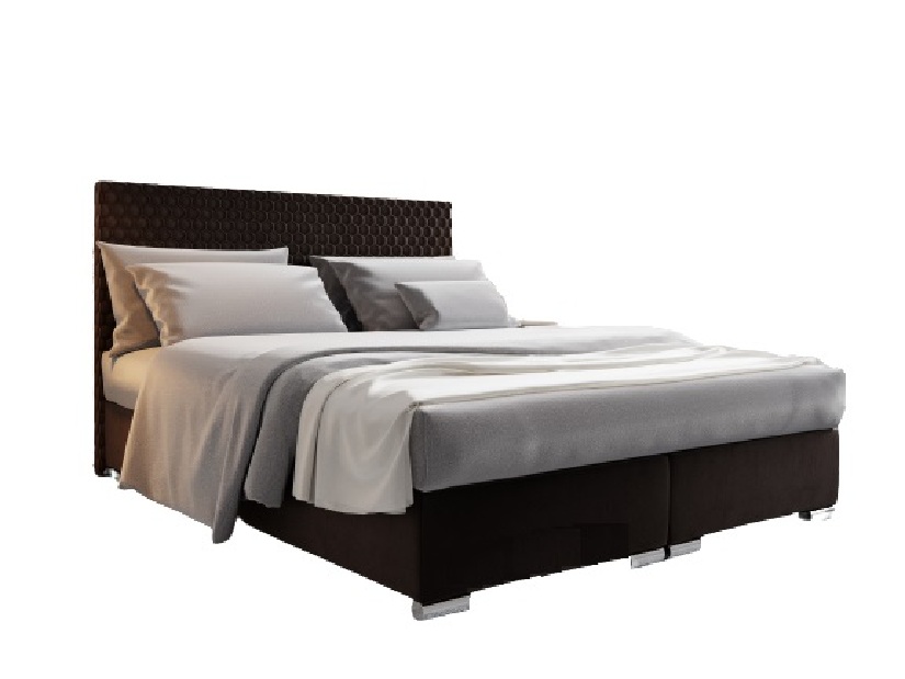 Bračni krevet 140 cm Boxspring Harlan Comfort (tamnosmeđa) (s podnicom, madracem i prostorom za odlaganje)