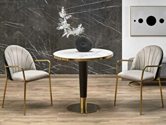 Blagovaonski stol Marva (bijeli mramor + crna + zlatna)
