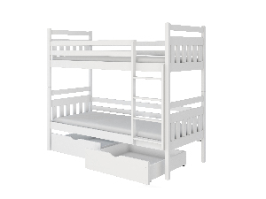 Dječji krevet na kat 90 cm Aras (bijela) (s podnicama)