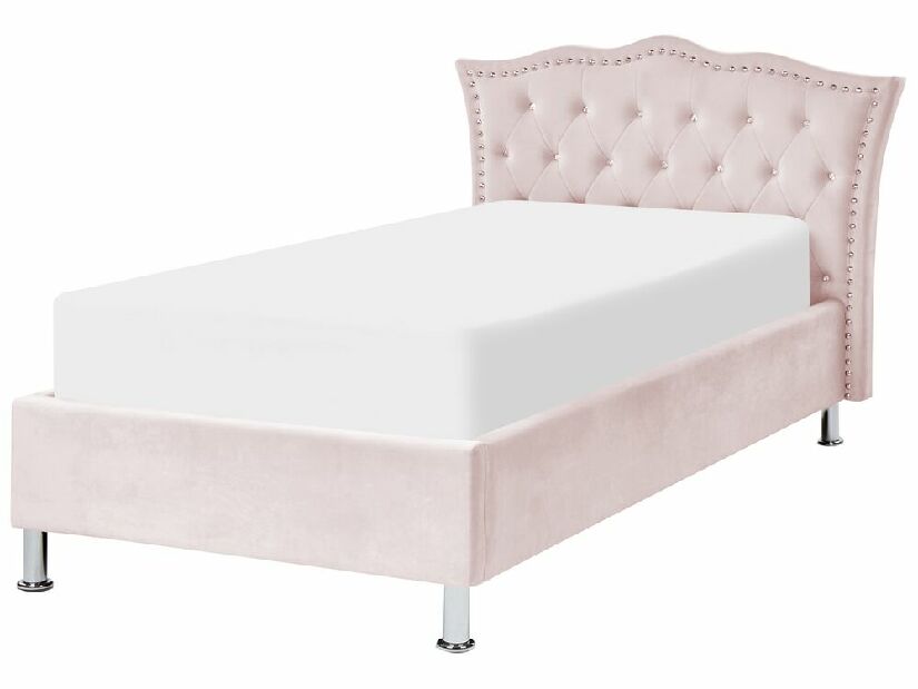 Jednostruki krevet 200 x 90 cm Metty (ružičasta) (s podnicom) (s prostorom za odlaganje)