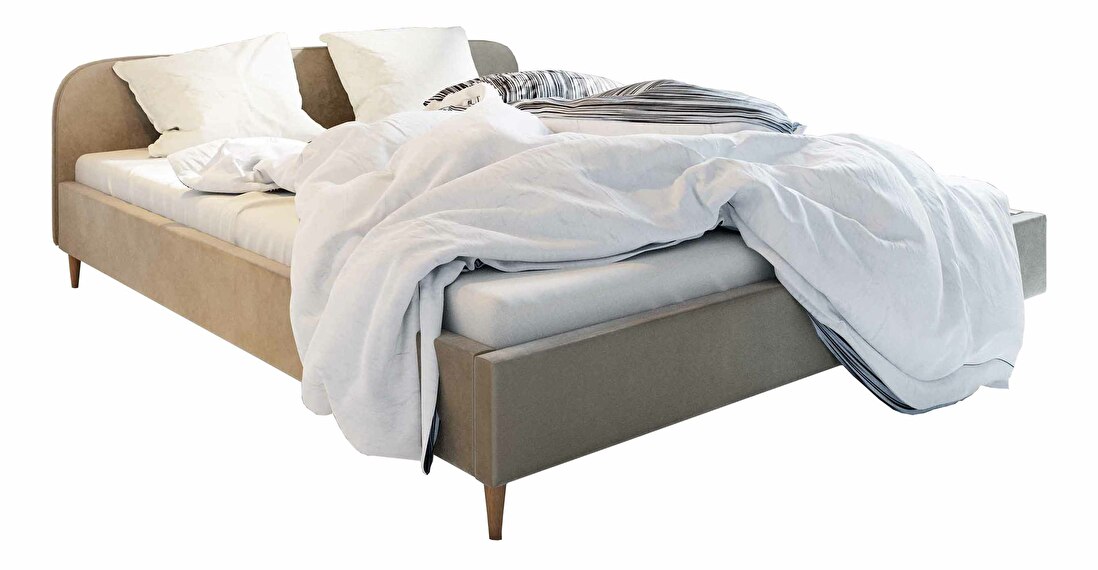 Bračni krevet 160 cm Lon (sivo-bež) (bez podnice i prostora za odlaganje)