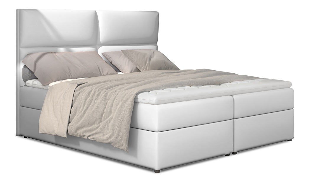 Bračni krevet Boxspring 145 cm Alyce (bijela) (s madracima)