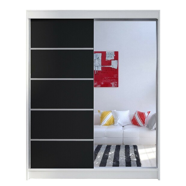 Ormar za garderobu Bianca Mirjan III (bijela + hrast sonoma + ogledalo) (LED rasvjeta RGB Mirjan višebojna)