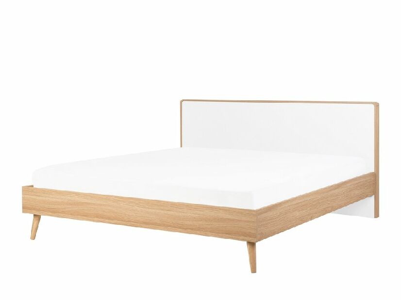 Bračni krevet 180 cm SERVI (s podnicom i LED rasvjetom) (svijetlo drvo)