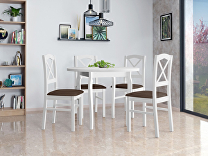 Okrugli stol sa stolicama (4 kom.) Mirjan Axel (bijela + žuta)