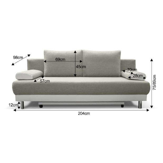 Sofa Fenti (svijetlosiva + bijela)
