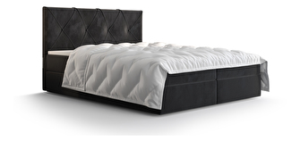 Bračni krevet Boxspring 160 cm Athena (crna) (s madracem i prostorom za odlaganje)