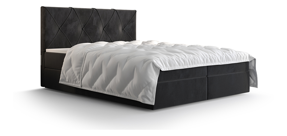 Bračni krevet Boxspring 140 cm Athena Comfort (crna) (s madracem i prostorom za odlaganje)