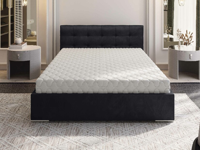Bračni krevet 180 cm Hermila (crna) (s podnicom i prostorom za odlaganje)
