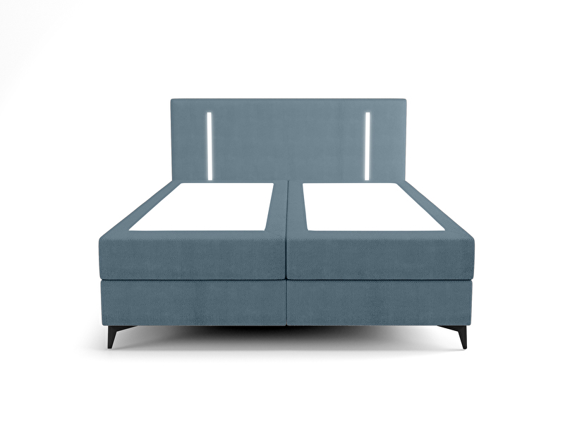Bračni krevet 200 cm Ortega Comfort (svetloplava) (s podnicom i madracem, s prostorom za odlaganje) (s LED rasvjetom)