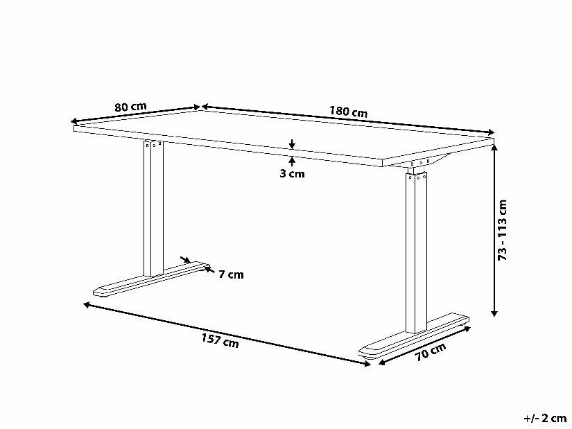 Pisaći stol- DESIRA II (180x80 cm) (bijela) (ručno podesiv)
