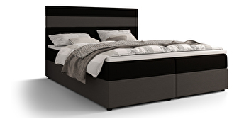 Bračni krevet  Boxspring 140 cm Locos crna + siva) (s madracem i prostorom za odlaganje)