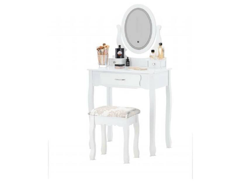 Toaletni stolić s tabureom Sophiina (s LED rasvjetom) (bijela)