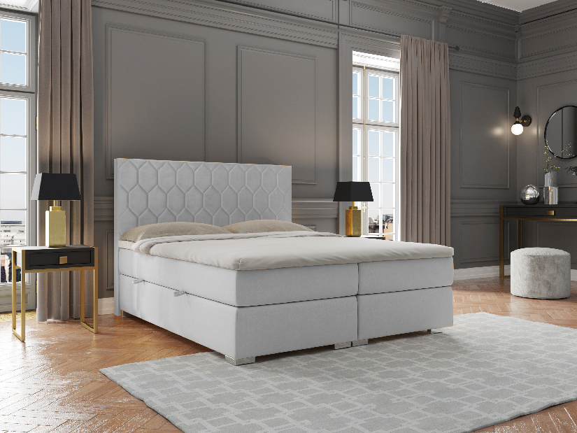 Bračni krevet Boxspring 180 cm Piranno (svijetlo siva) (s prostorom za odlaganje)