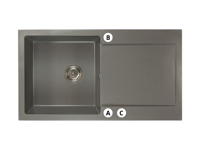 Kuhinjski sudoper Adaxa (crna + tekstura) (sa 3 otvora za baterije) (D)