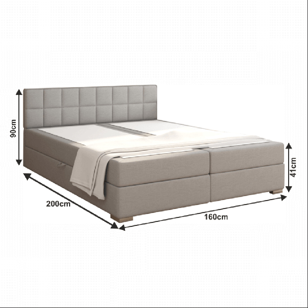 Bračni krevet Boxspring 160 cm Ferrati (svijetlo siva)
