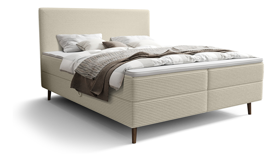 Bračni krevet 160 cm Napoli Bonell (krem) (s podnicom, s prostorom za odlaganje)