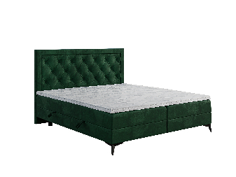 Bračni krevet Boxspring 140 cm Dustin (tamno zelena) (s madracem i prostorom za odlaganje)