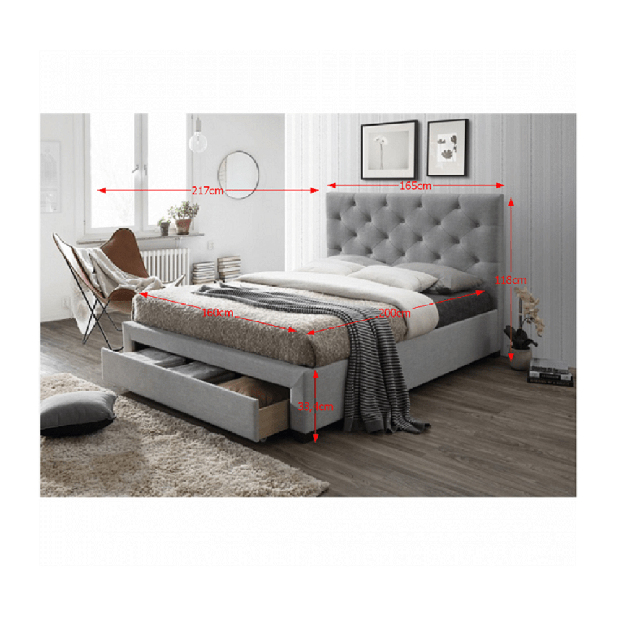 Bračni krevet 160 cm Shemika (S podnicom i prostorom za odlaganje) 